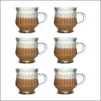 Yera 120ml Glass Tea Cup with Exquisite Design [Pack Of 6]