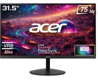 Acer 31.5 inch WQHD LED Backlit IPS Panel with HDR10, VGA, HDMI (SA322Q U)
