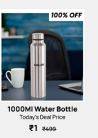  1000Ml Single Wall Water Bottle By Nirlon  @1 + Shipping