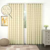 Story@Home 7 feet Long Leafs Door Curtains for Living Room Bedroom Kitchen, (46 inch X 84 inch), Beige, Set of 4