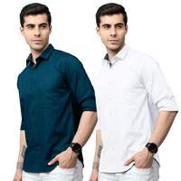  Tee Projekt Cotton Shirt for Men ll Front Pocket Shirt ll Stylish Long Sleeve Shirt ll Soild Regular Fit (Pack of 2) 