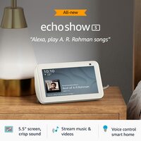 Certified Refurbished Echo Show 5 (2nd Gen, 2021 release) - Smart speaker with 5.5" screen, crisp sound & hands-free entertainment with Alexa (White)