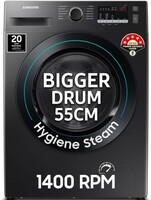 Samsung 9 kg, Hygiene Steam with Inbuilt Heater, Digital Inverter, Fully-Automatic Front Load Washing Machine (WW90T4040CB1TL, Black)