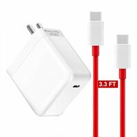 Original OnePlus 65W Type C SuperVooc/Dash/Wrap Wall Charger Adapter with 3.3 Ft (C to C OnePlus Red Cable) Compatible with Oneplus 10, 10R, 9 Pro, 9, 9R, Nord Ce 5G, Ce 2 Lite 5G, Nord, White