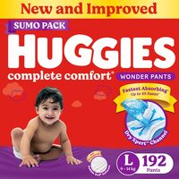 Huggies Complete Comfort Wonder Pants | Pant Style Baby Diapers L Size, 192 Count