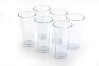 LEAWALL Multi Purpose Unbreakable Long Drinking Glass Set of 6 Pcs, 300 ml Capacity Each, Clear Glass (Unbreakable)