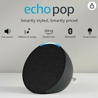 Amazon Echo Pop| Smart speaker with Alexa and Bluetooth| Loud sound, balanced bass, crisp vocals| Black