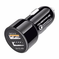  Ambrane 30W Fast Car Charger with Dual Output, Qualcomm Quick Charge 3.0 Compatible with all Cars for iPhone, All Smartphones, Tablets & More, Multi-Layers Protection (ACC11QC, Black) 