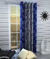 Gantavya 153 cm (5 ft) Polyester Semi Transparent Window Curtain Single Curtain (Printed, Blue1)