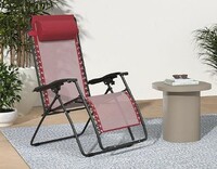 amazon basics Zero Gravity Textilene Fabric and Steel Portable Reclining Lounge Chair, Red