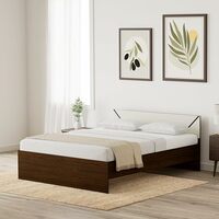 Amazon Brand - Solimo Tucana Engineered Wood Walnut Finish Queen Bed (Brown) Apply 2% coupon 