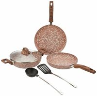 Amazon Basics 5-Piece Non-Stick Cookware Set, Granite Finish, Induction Base