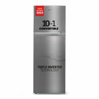 Haier 328L 3 Star Frost Free Inverter Double Door Top Mount Refrigerator (HEF-333TS-P, Inox Steel, Convertible) 
