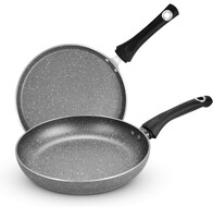 BERGNER Aluminium Bellini Marble Non Stick Cookware Set 2Pc-Dosa Tawa 28Cm,Frypan 24Cm with Induction Compatible, Bakelite Handles, Pfoa Free, 1 Year Warranty, Grey