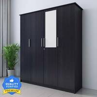 Flipkart Perfect Homes Julian Engineered Wood 4 Door Wardrobe  (Finish Color - Chocolate Wenge, Mirror Included, Knock Down)