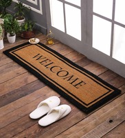 Brown Slogan Rubberised Coir 48 x 16 Inches Anti Skid Long Door Mat
