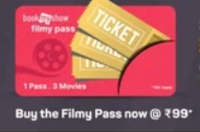 Filmy Pass for Rs.99 and get discount Rs.75 on next three movies: Bookmyshow