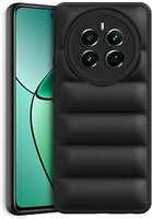 Plus Puffer Case Camera Protection Soft Back Cover for Realme P1 5G / Realme 12Plus 5G / Realme Narzo 70 Pro 5G - Black