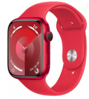 Apple Watch Series 9 GPS 45mm RED Case & RED Sport Band - M/L  (Red Strap, Free Size)