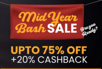Pepperfry Mid Year Bash Sale - Upto 75% off + 20% Cashback + Extra 10% off+ Additional Bank offers 