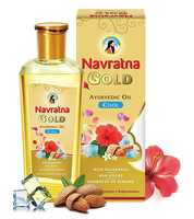 Navratna Gold Ayurvedic Oil |Non Sticky and Non Greasy |Mild Fragrance| Goodness of Almonds and 9 Ayurvedic Herbs |Relieves Body Aches, Sleeplessness, Headache and Fatigue, 200ml