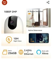 IMOU 360° 1080P Full HD Security Camera, Human Detection, Motion Tracking, 2-Way Audio, Night Vision, Dome Camera with WiFi & Ethernet Connection, Alexa Google Assistant, Up to 256GB SD Card Support