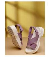 JUMPLITE Women Lightweight Comfort Summer Trendy Premium Stylish Party Casual Extra Soft Wedges Sandal  (Purple , 4)