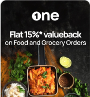 Onecard Flat 15% valueback upto Rs 500 - Offer is valid for food, groceries, and dining transactions for select users