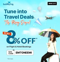 Unlimited discounts on flights at Easemytrip using onecard