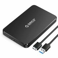 ORICO 2.5 inch Hard Drive Enclosure USB 3.0 Gen 1 to SATA III 5Gbps UASP External Hard Drive Enclosure for All 7mm 9.5mm 2.5 inch SATA SSD HDD Up to 6TB, Tool-Free, Black [2588U3]