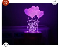 LYNREX Happy Birthday Acrylic 7 Color Changing 3D Illusion LED Night Lamp.