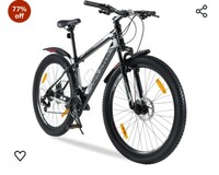Limited-time deal: Urban Terrain UT1000 Steel Cycle/Bicycle 27.5 inch MTB (21 Speed) Gear Bicycle For Men/Boys With Front Suspension & Dual Disc Brake Mountain Bike | Ideal for 15+ Years, Frame Size : 16 inch (Black) 