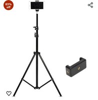Tygot Lightweight & Portable Portable 7 Feet (84 Inch) Long Tripod Stand with Adjustable Mobile Clip Holder for All Mobiles & Cameras (Black)
