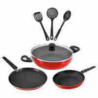 Butterfly Rapid Kitchen Combo Pack 7 Pieces Set Induction Bottom Non-Stick Coated Cookware Set [Location Specific]