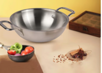 The Indus Valley Silver Tri-ply Stainless Steel Kadhai 26.2 cm (2.7L) The Indus Valley