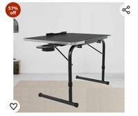 TABLE MAGIC- IKON Lapdesk Multipurpose Laptop Table, Over bed Table, Table mat finish, Lap Desks, Height Adjustable Laptop Table, Wooden Top Laptop