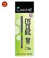 LAKMÉ Eyeconic Insta Cool Kajal, Black, Cooling Kohl Liner With Cucumber, Twist Up Pencil - Waterproof, Smudge Proof & Long Lasting Eye Makeup, Glossy, 0.35 G
