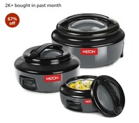 MILTON Ernesto Inner Stainless Steel Jr. Casserole Set of 3 (420 ml, 850 ml, 1.43 litres), Grey | Easy to Carry | Serving | Stackable