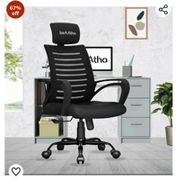 beAAtho® | Verona | Executive Mesh Office Chair | 3 Years Limited Warranty | High Back | Ergonomic Revolving Chair for Home & Office (Black)