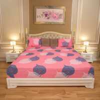 Status Contract Cotton Rich Double Bedsheet with 2 Pillow Covers for Bed Room, Home, Hotel-120 GSM (Peach)