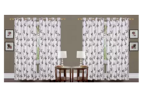 Nikunj Fabs 274.32 cm (9 ft) Polyester Semi Transparent Long Door Curtain (Pack Of 4) (Floral, Coffee)