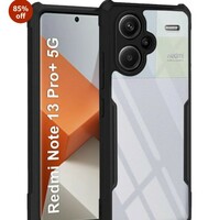 TheGiftKart Crystal Clear Mi Redmi Note 13 Pro PLUS 5G Back Cover Case | 360 Degree Protection | Shock Proof Design | Transparent Back Cover Case for Redmi Note 13 Pro Plus (PC & TPU, Black Bumper)