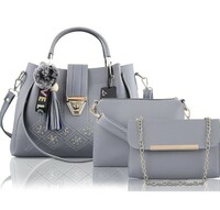 [5% coupon] Fargo PU Leather Latest Handbags For Women's Ladies Combo Of 3 (GREY_EMBDRY_FGO-256)