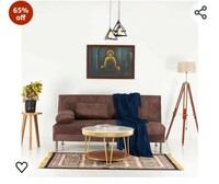 Peachtree Dizon Mango Wood 3 Seater Reactangular Shape Sofa Foldable Cum Bed Sofa for Living Room, Office, Drawing Room & Hall| Suede Couch Convertible Sofa with Steel Leg (6x5 Feet, Dark Brown