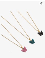 Brado Jewellery Gold Plated Combo Of 3 Butterfly Pink Green Black Pendant Chain necklace For Women and Girls