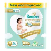 Pampers Premium Care Pant Style Baby Diapers, Medium (M), 54 Count [Apply ₹100 Off Coupon]