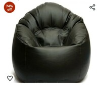 caddyFull 4XL Leather Bean Bag Cover Without Beans|| Muddha Chair Without Beans || Bean Bag Chair Cover for Living Room, Bed Room (Black)