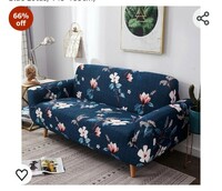 House of Quirk Universal Double Seater Sofa Cover Big Elasticity Cover for Couch 140 GSM Sofa Slipcover (Dark Blue Lotus, 145-185cm