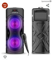 KRISONS Buddy Double Woofer 40W Multi-Media Bluetooth Party Speaker with Wired Mic for Karaoke, Digital Display,RGB Lights,