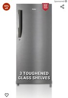 Haier 190L 4-Star Direct Cool Single Door Refrigerator (HED-204DS-P, Dazzle Steel, 2024 Model)